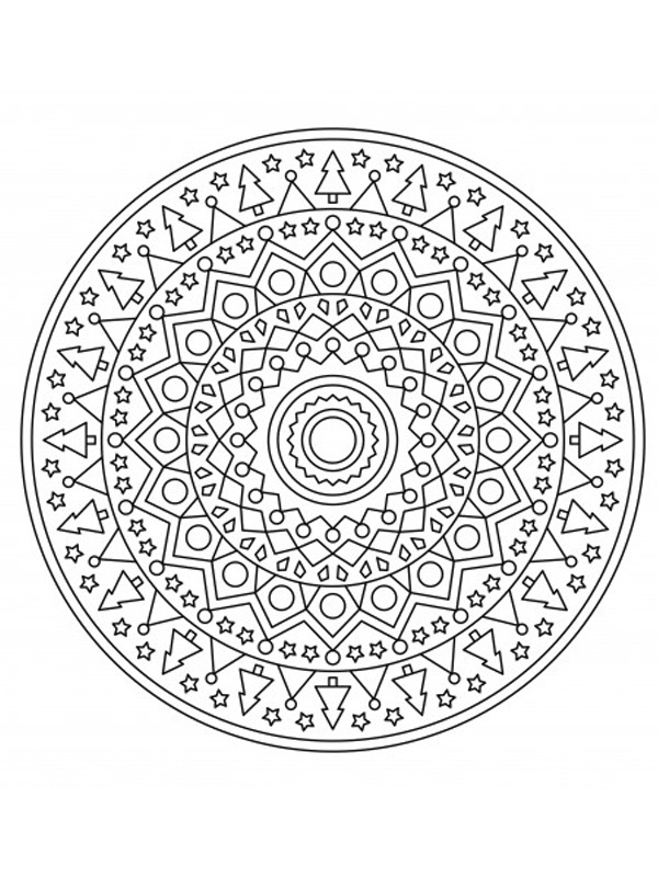 Mandala de l'arbre de Noël Coloriage Mandala de l'arbre de Noël Coloriage