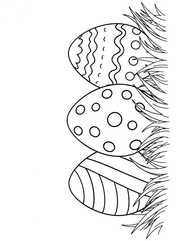 Des œufs de Pâques dans l'herbe Coloriage Des œufs de Pâques dans l'herbe Coloriage