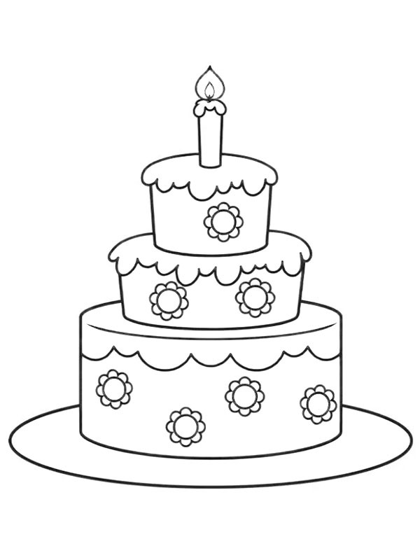 Gâteau d'anniversaire Coloriage