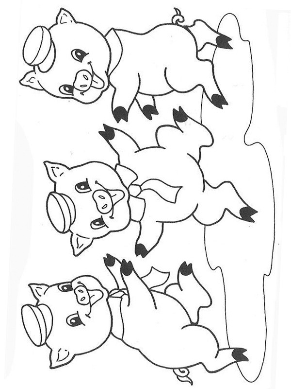Les trois petits cochons Coloriage Les trois petits cochons Coloriage