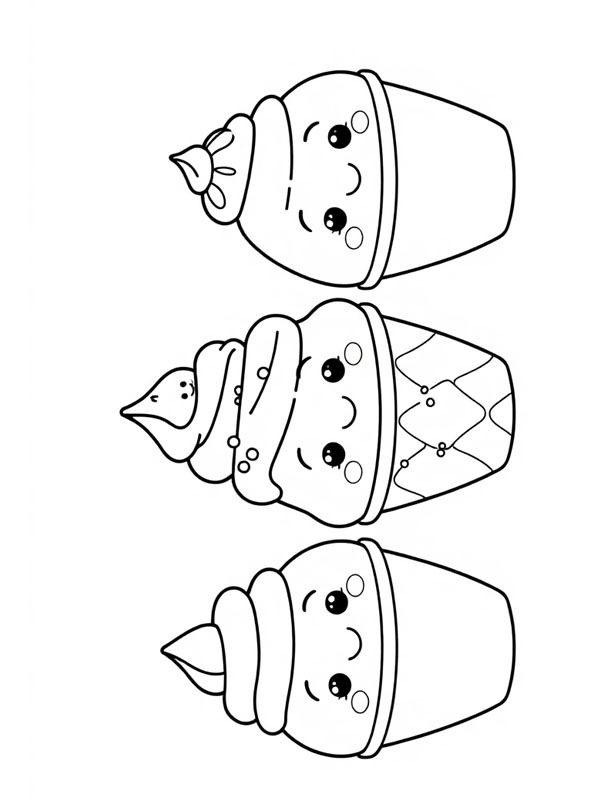 3 glaces kawaii Coloriage 3 glaces kawaii Coloriage