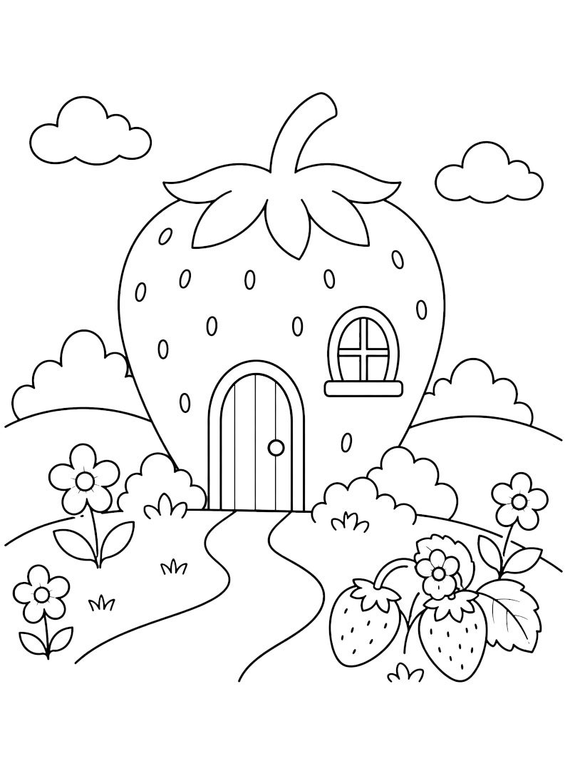 Maison des fraises Coloriage Maison des fraises Coloriage