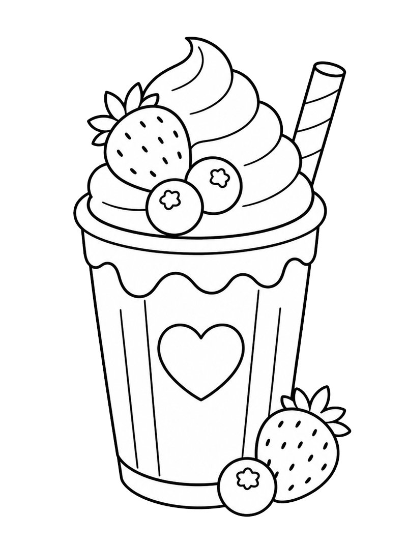 Milk-shake à la fraise Coloriage Milk-shake à la fraise Coloriage