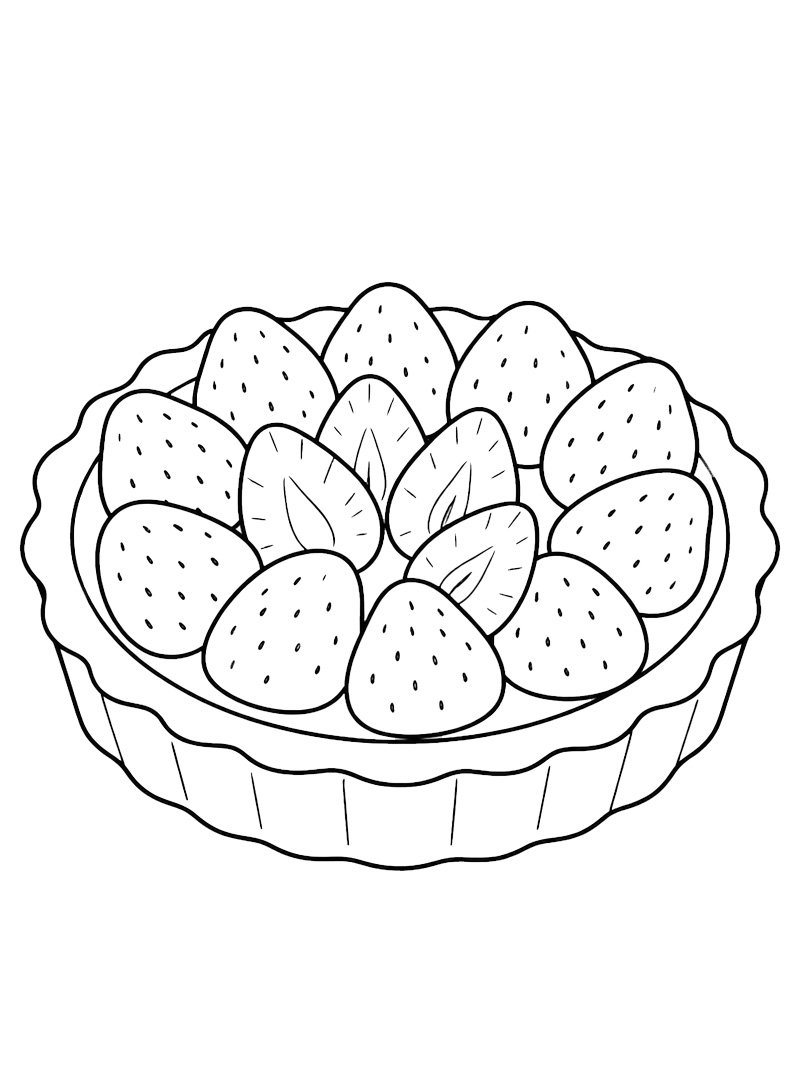 Gâteau aux fraises Coloriage Gâteau aux fraises Coloriage