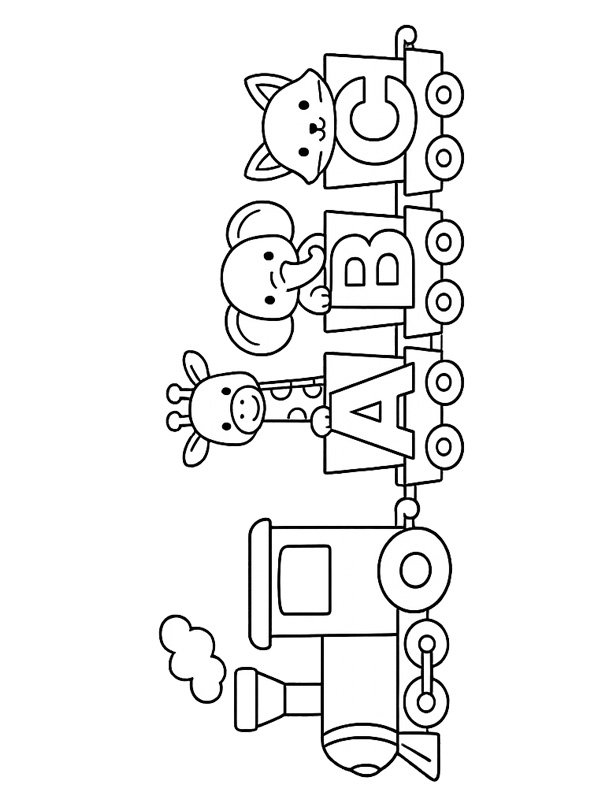 ABC train des animaux Coloriage ABC train des animaux Coloriage
