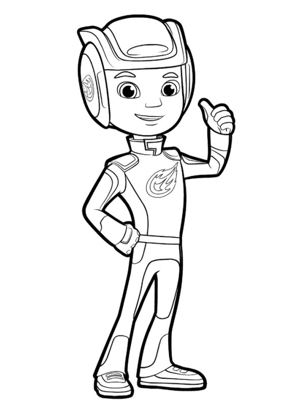 AJ porte un casque Coloriage AJ porte un casque Coloriage