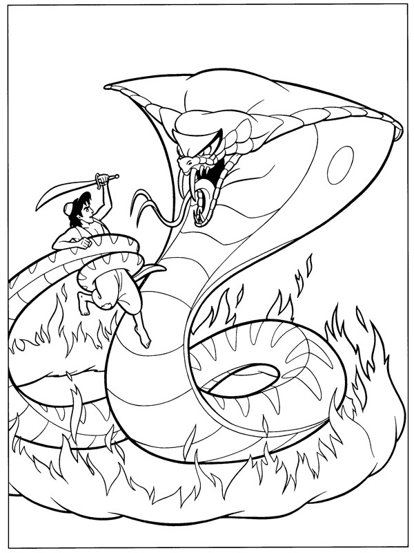 Aladdin se bat avec Jafar Coloriage Aladdin se bat avec Jafar Coloriage