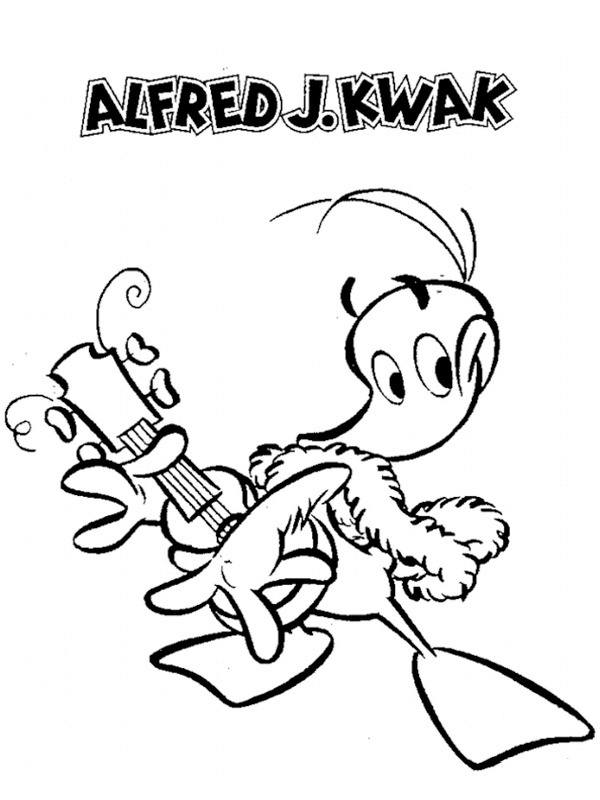Alfred jodocus kwak avec guitare Coloriage