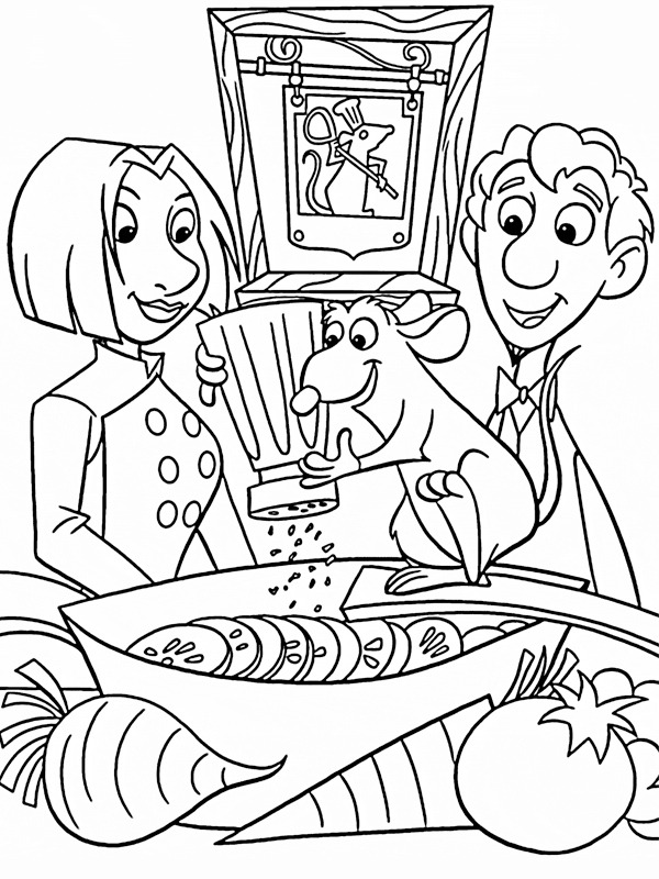 Alfredo Linguini, Colette et Rémy Coloriage Alfredo Linguini, Colette et Rémy Coloriage