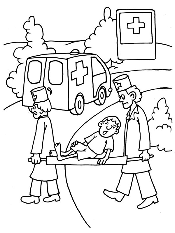 Transport en ambulance Coloriage Transport en ambulance Coloriage