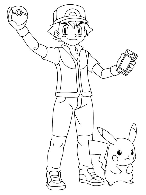 Sacha et Pikachu Coloriage Sacha et Pikachu Coloriage