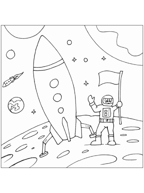 Astronaute sur la lune Coloriage Astronaute sur la lune Coloriage