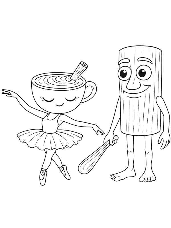 Ballerina Cappuccina et Tung Tung Tung Sahur Coloriage Ballerina Cappuccina et Tung Tung Tung Sahur Coloriage