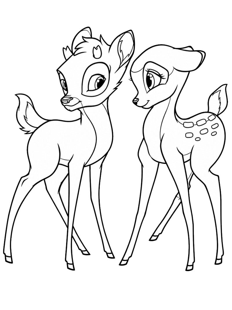 Bambi et Féline Coloriage Bambi et Féline Coloriage