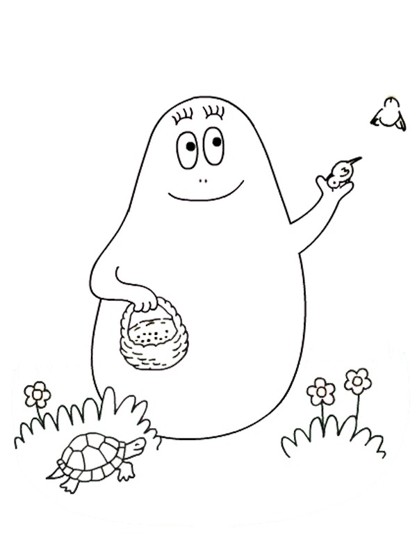 Barbapapa donne à manger aux oiseaux Coloriage Barbapapa donne à manger aux oiseaux Coloriage