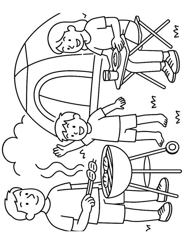 Barbecue au camping Coloriage Barbecue au camping Coloriage