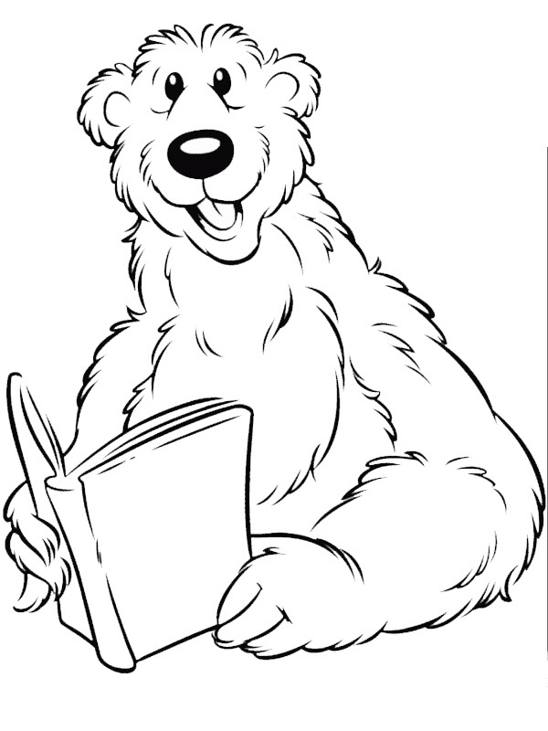 ours lit un livre Coloriage