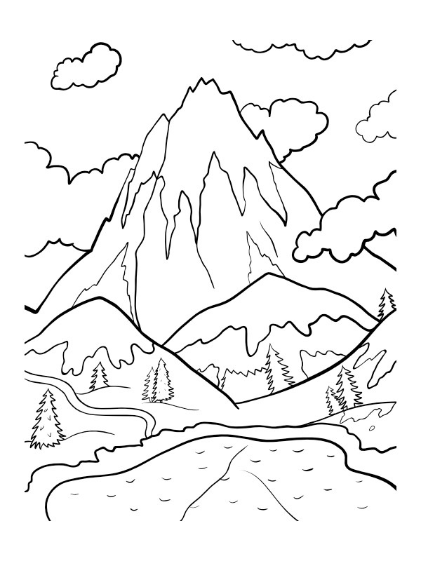 paysage de montagne Coloriage