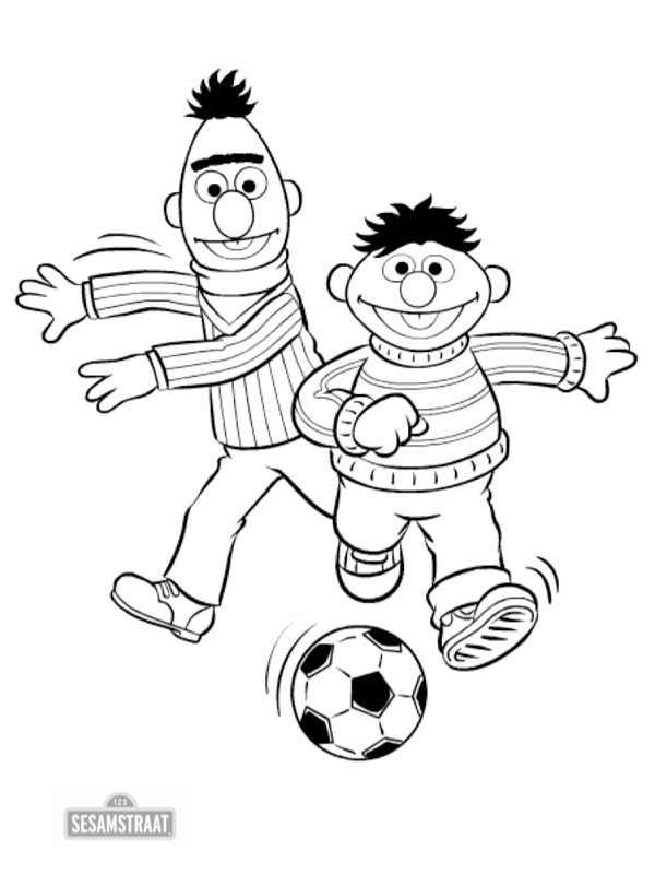 Bart et Ernest jouent au foot Coloriage