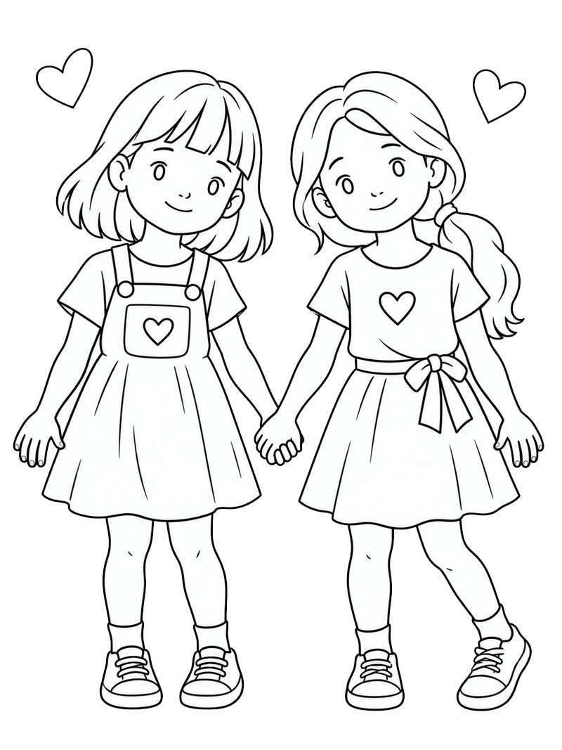 BFF main dans la main Coloriage BFF main dans la main Coloriage