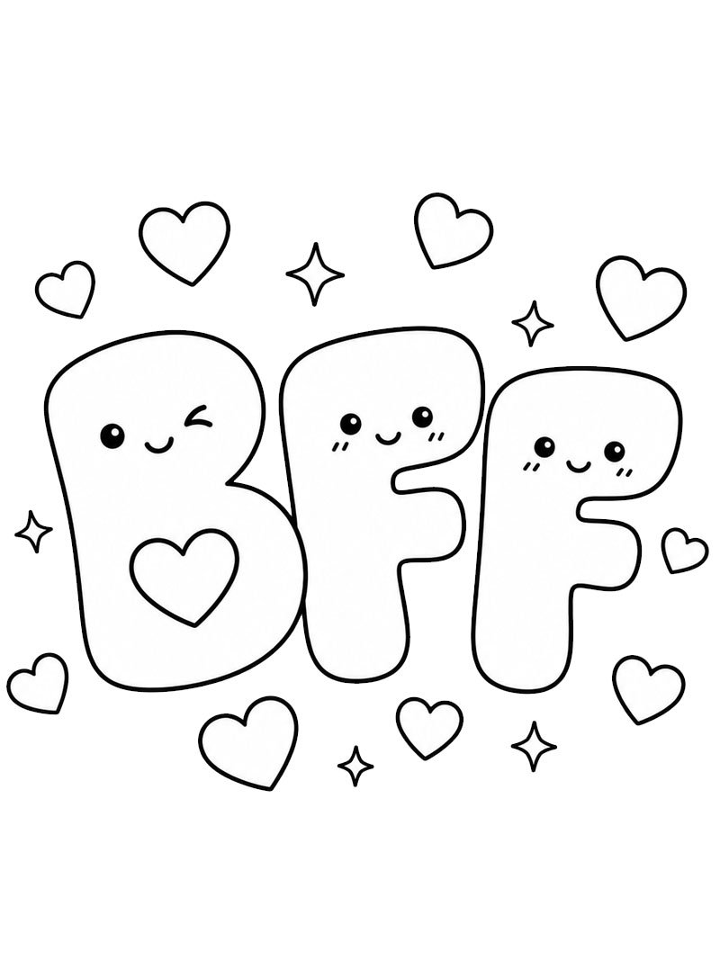 Lettres BFF mignonnes Coloriage Lettres BFF mignonnes Coloriage