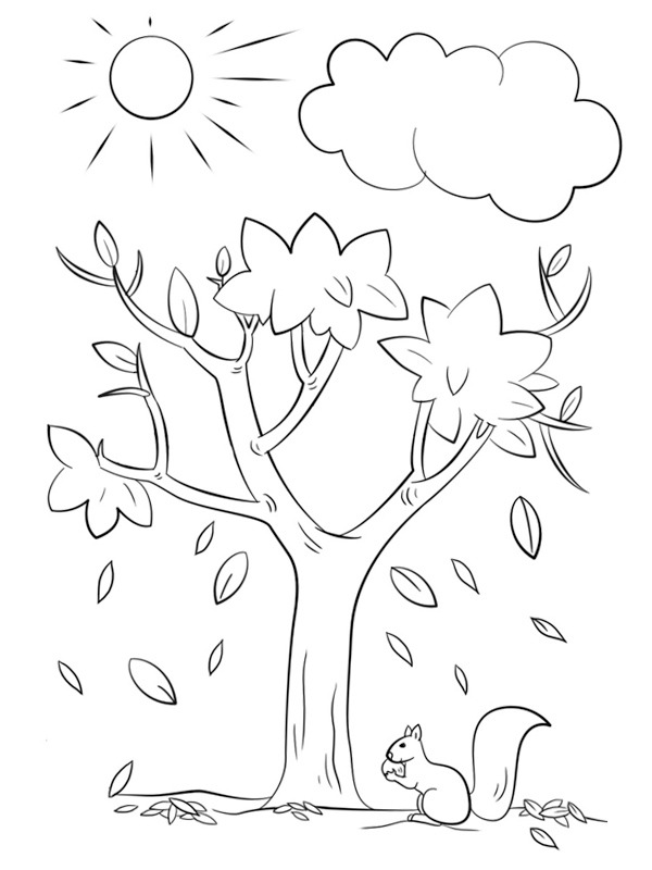 feuilles tombent des arbres Coloriage feuilles tombent des arbres Coloriage