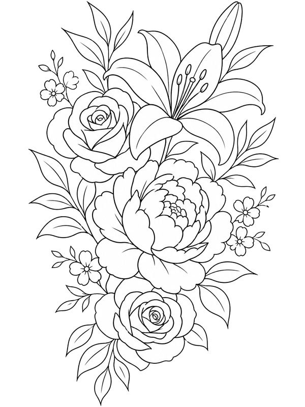 Tatouage de fleur Coloriage