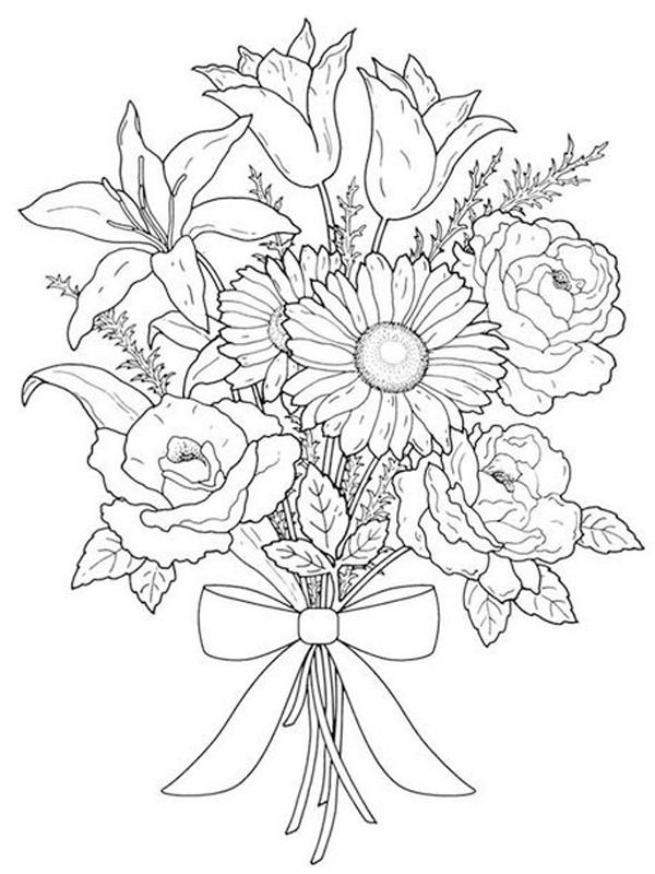Bouquet de fleurs Coloriage Bouquet de fleurs Coloriage