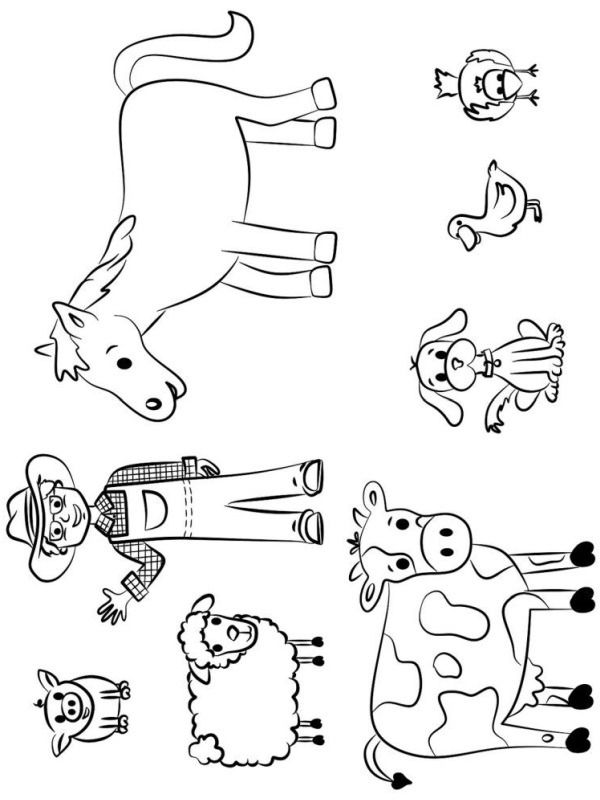 le fermier et ses animaux Coloriage le fermier et ses animaux Coloriage
