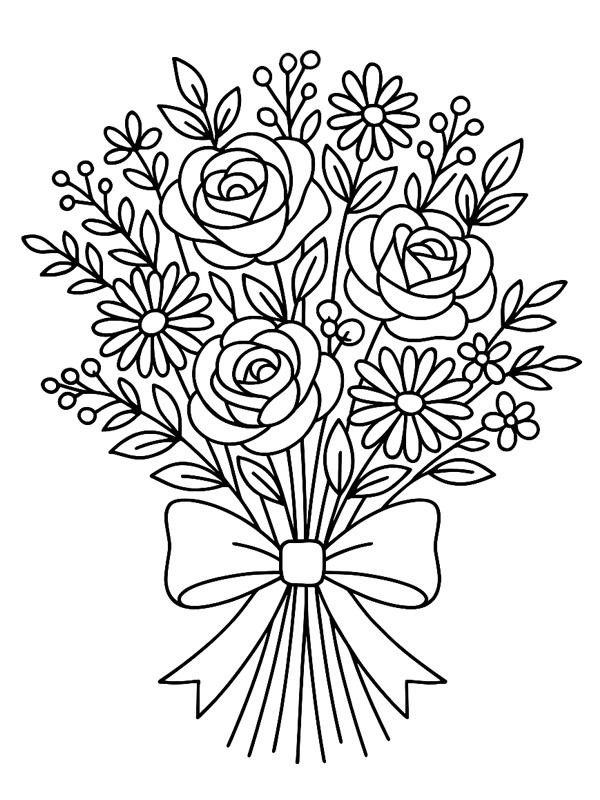 Bouquet de mariée Coloriage Bouquet de mariée Coloriage