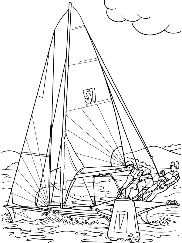 Catamaran à voile Coloriage Catamaran à voile Coloriage