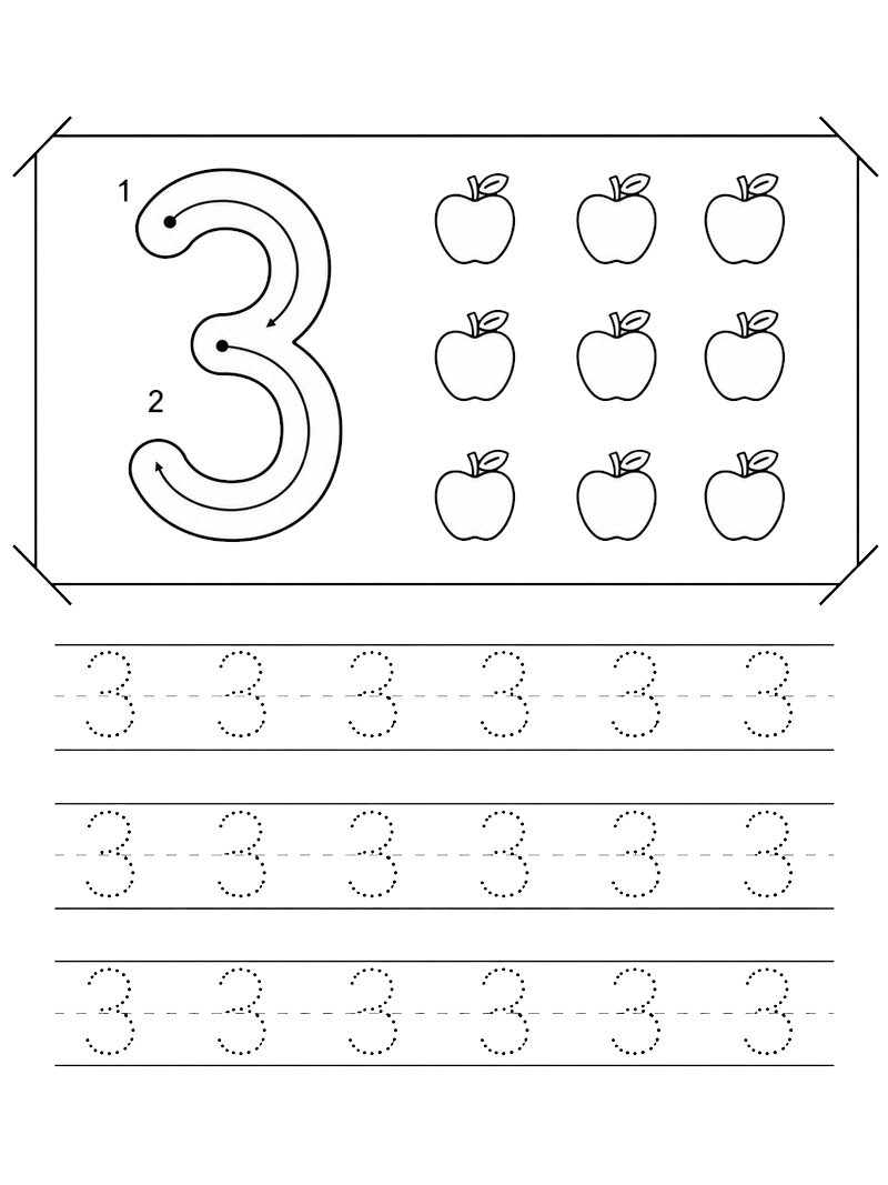 Apprendre à écrire le chiffre 3 Coloriage Apprendre à écrire le chiffre 3 Coloriage