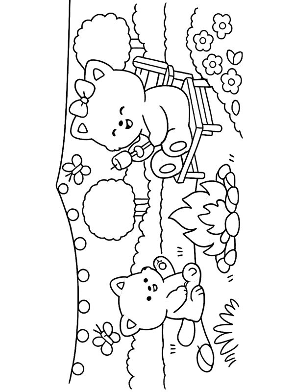 Cozy assis autour du feu de camp Coloriage Cozy assis autour du feu de camp Coloriage