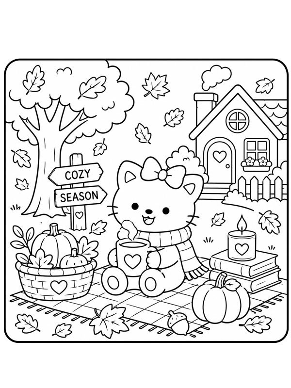 Cozy automne Coloriage