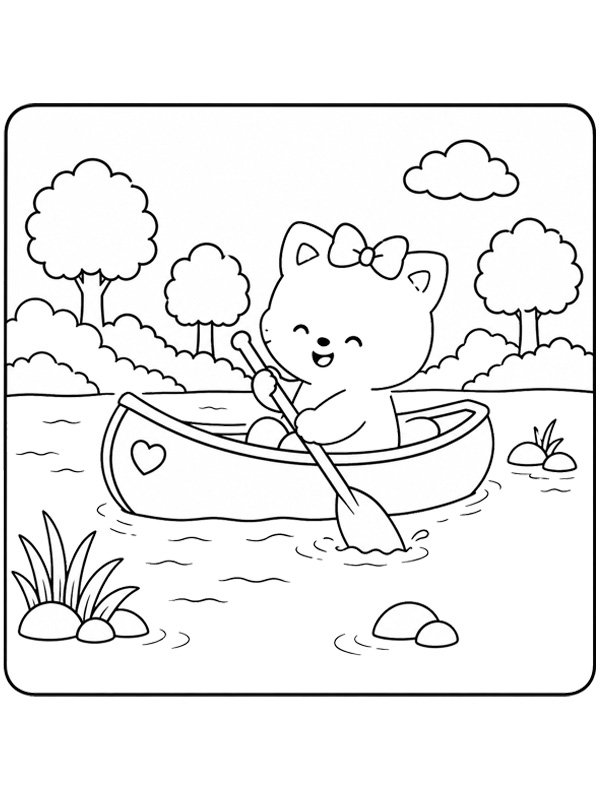 Cozy dans un cano&euml; Coloriage