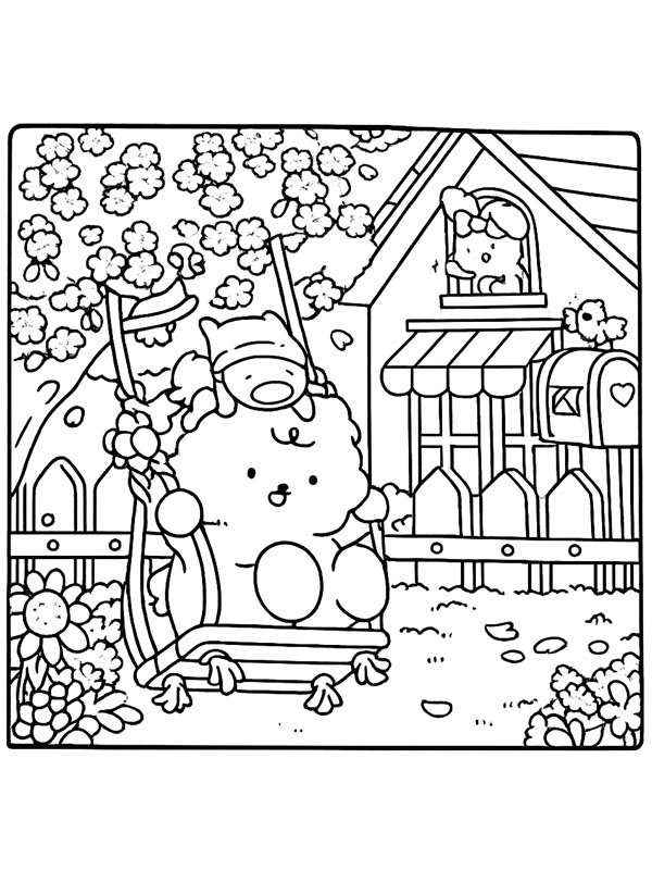 Cozy sur la balançoire Coloriage Cozy sur la balançoire Coloriage