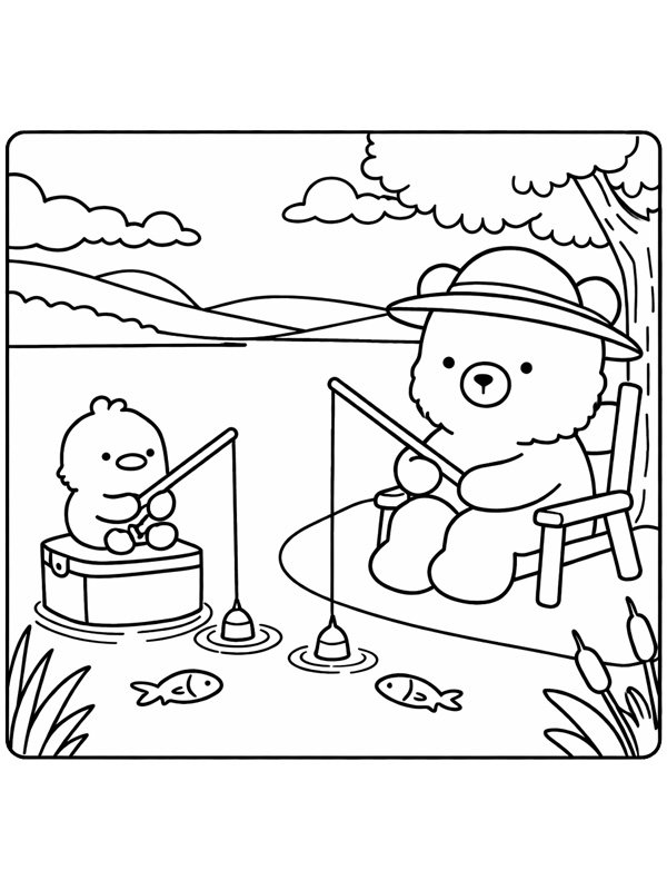 Cozy p&ecirc;cher Coloriage