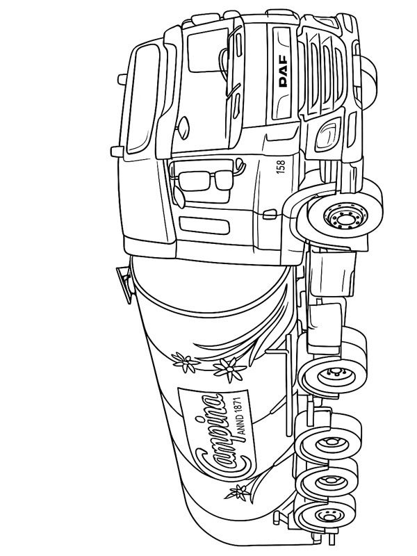 Camion de transport de lait DAF Coloriage Camion de transport de lait DAF Coloriage