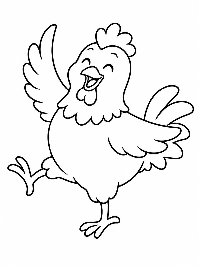 Poule qui danse Coloriage Poule qui danse Coloriage