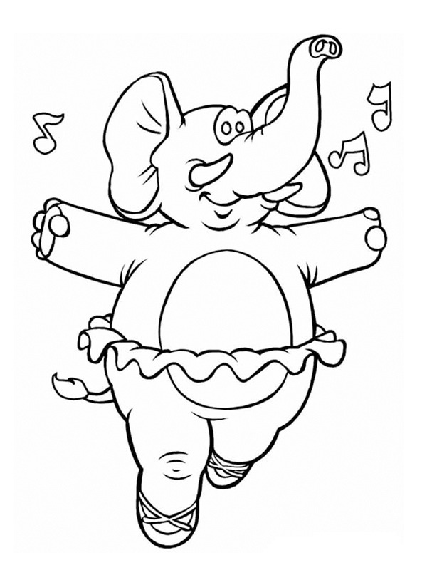 éléphant dansant Coloriage éléphant dansant Coloriage
