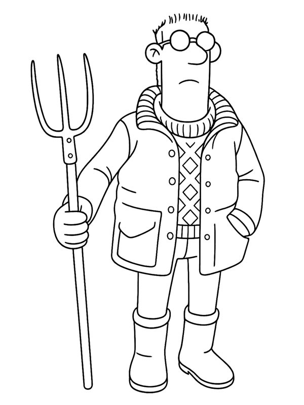 Le fermier (Shaun le mouton) Coloriage Le fermier (Shaun le mouton) Coloriage