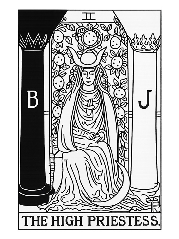 Carte de tarot la Grande Pr&ecirc;tresse Coloriage