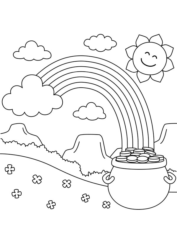 Le pot d'or sous l'arc-en-ciel Coloriage Le pot d'or sous l'arc-en-ciel Coloriage