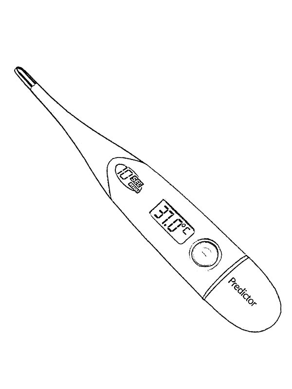 Thermomètre digital de fièvre Coloriage Thermomètre digital de fièvre Coloriage