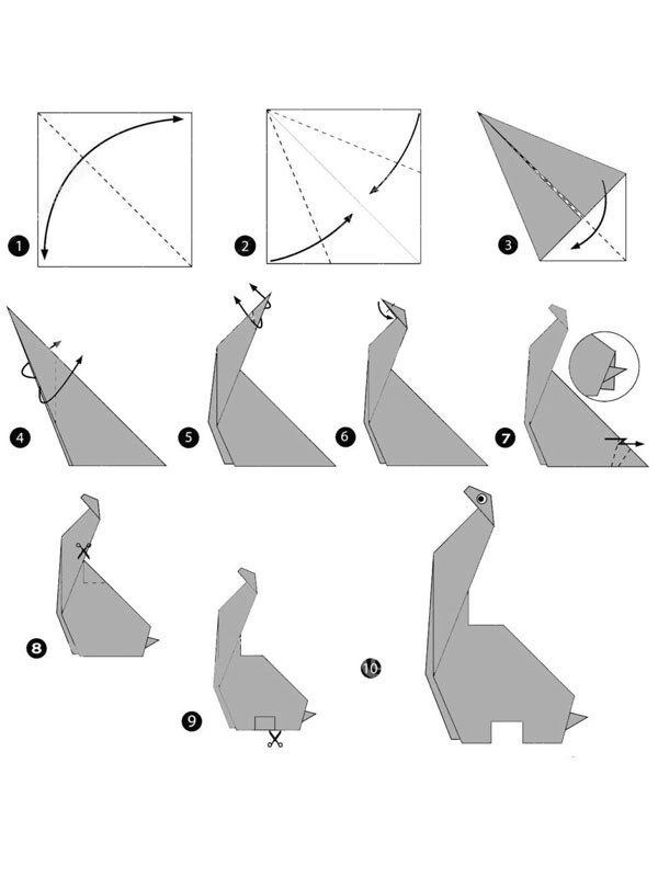 Plier un dinosaure Coloriage Plier un dinosaure Coloriage