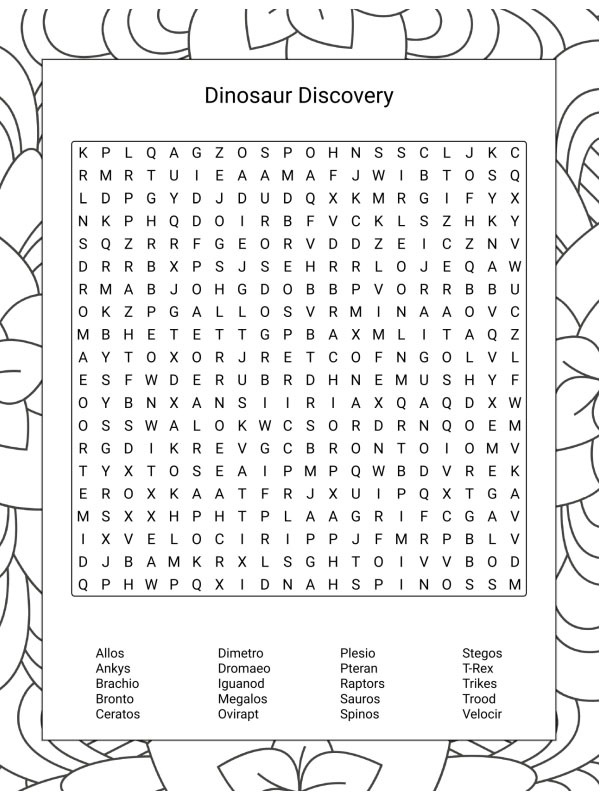 Mots cachés dinosaures Coloriage Mots cachés dinosaures Coloriage