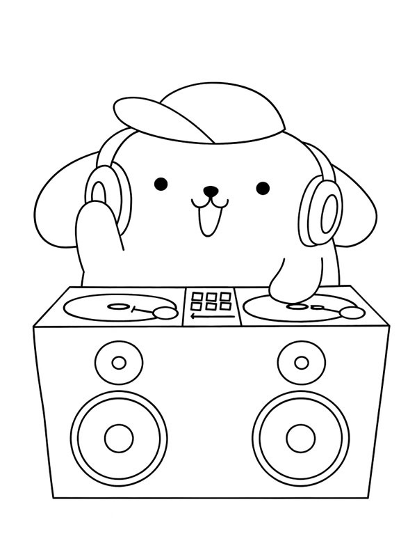 DJ Pompompurin Coloriage