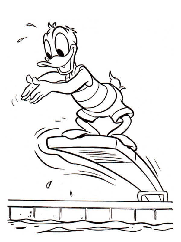 donald duck plonge Coloriage donald duck plonge Coloriage