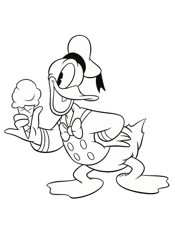 Donald Duck avec une glace Coloriage Donald Duck avec une glace Coloriage