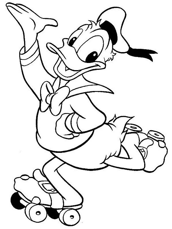 Donald Duck - patin à roulettes Coloriage